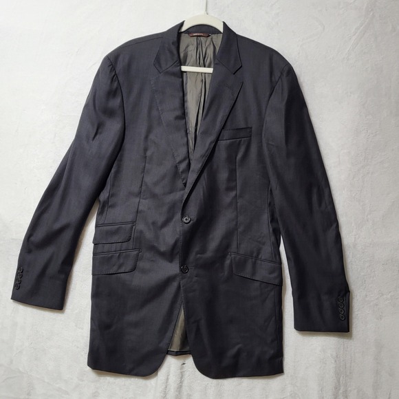 Hickey Freeman Blazer Loro Piana Wool Sport Coat Blazer Two‎ Button Gray 42 Long - Picture 1 of 15